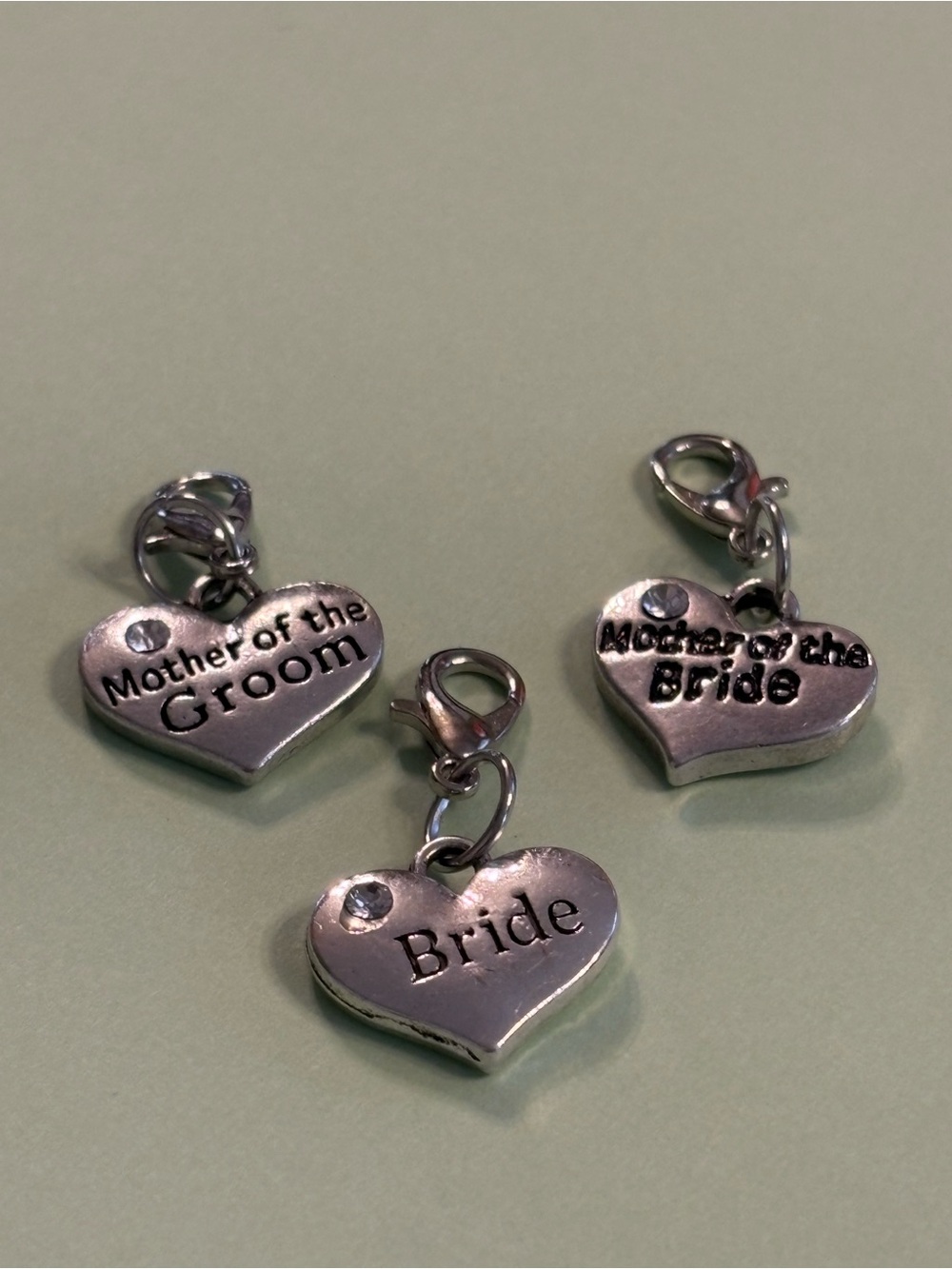 Bride Mother of Groom Heart Charms Set of 3